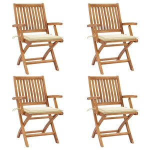 vidaXL Chaises pliables de jardin avec coussins lot de 4 Teck solide