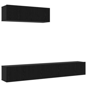vidaXL Set de meuble TV 3 pièces monté au mur en chêne noir en bois d'ingénierie