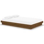 vidaXL Cadre de lit Marron miel Bois massif 120x190 cm Petit Double