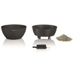 LECHUZA Jardinière CUBETO Stone 40 ALL-IN-ONE noir graphite 13842