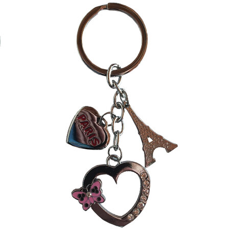 Porte clefs en métal Paris charms - Coeurs
