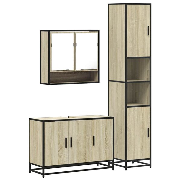 vidaXL Ensemble de meubles de salle de bain 3 Pièces chêne sonoma