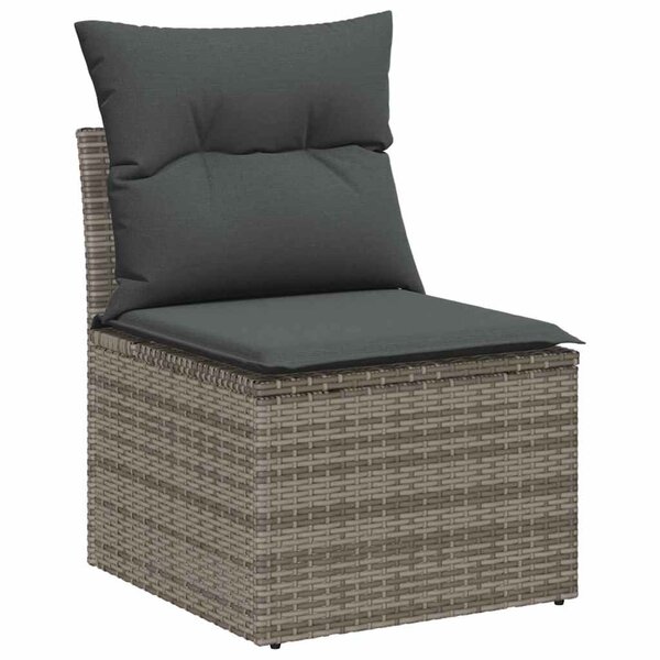 vidaXL Ensemble de canapé de jardin avec stockage 5 Pièces Gris polyrotin