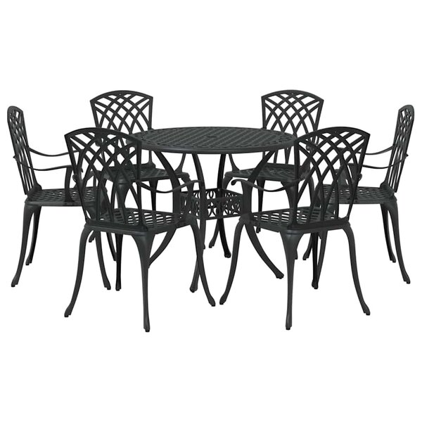 vidaXL Ensemble de salle à manger pour jardin 7 Pièces Noir Aluminium