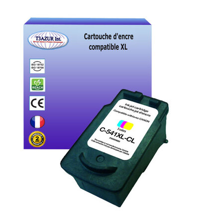 Cartouche compatible avec canon pixma mg3510  mg3520  mg3550  mg3600  remplace canon cl-541 xl couleur - t3azur