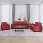vidaXL Ensemble de canapés 3 Pièces et coussins Rouge bordeaux Similicuir