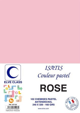 Pqt de 102 Chemises 160 g 240 x 320 mm ISATIS Coloris Pastel Rose ELVE