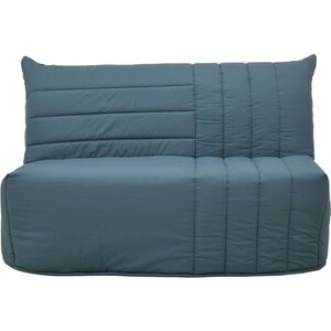 Banquette BZ 2 places BECCI - Tissu bleu de prusse - Matelas Bultex - 142 x 101 x 95 cm