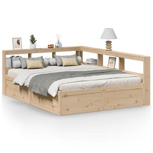 vidaXL Lit bibliothèque sans matelas 140x200 cm bois massif de pin