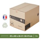 Pack and Move - Lot 45 cartons déménagement hauteur modubale variable personnalisable - 60 x 45 x 31-41 cm - Poignées renforcées - 1 adhésif offert