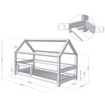 Lit cabane enfant TERY 90 x 180 Gris