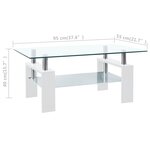 Vidaxl table basse blanc et transparent 95x55x40 cm verre trempé