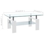 vidaXL Table basse Blanc et transparent 95x55x40 cm Verre trempé