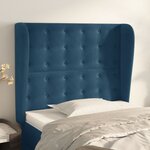 vidaXL Tête de lit avec oreilles Bleu foncé 103x23x118/128 cm Velours