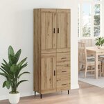 vidaXL Haut Armoire 2 Pièces Chêne artisanal Bois Aggloméré et Verre