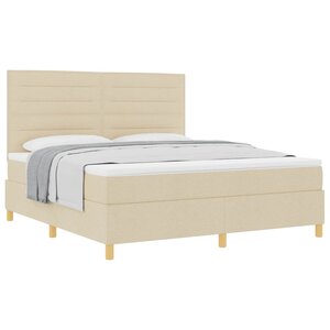 vidaXL Lit à ressorts avec matelas Crème 180 x 200 cm tissu