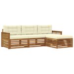 vidaXL Ensemble de canapés d'extérieur 4 pc Naturel et Crème