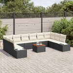 vidaXL Ensemble de canapé de jardin 11 Pièces Noir Poly rotin