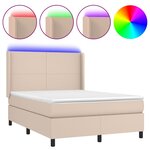 vidaXL Sommier à lattes de lit matelas LED Cappuccino 140x200 cm