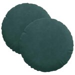 vidaXL Coussins de siège 2 pc Velours Vert foncé Ø30 x 13 cm