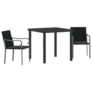 vidaXL Ensemble de salle à manger pour jardin 3 Pièces Noir et gris
