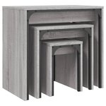 vidaXL Tables basses gigognes 3 Pièces sonoma gris bois d'ingénierie
