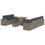 vidaXL Groupe de canapé de jardin 10 pièces avec des coussins en poly rotin gris et acacia