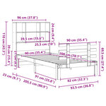 vidaXL Lit bibliothèque sans matelas cire marron 90x200 cm pin massif