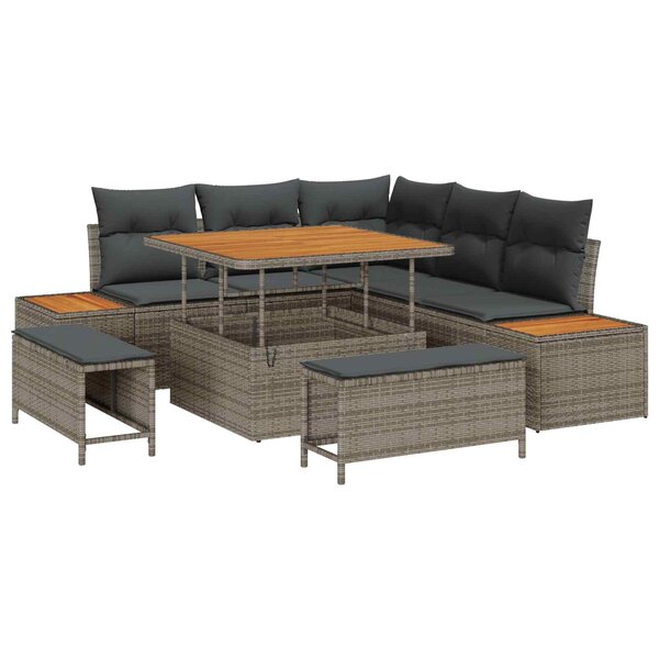 vidaXL Ensemble de canapé de jardin avec coussin 8 Pièces Gris