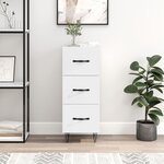 vidaXL Buffet Blanc brillant 34 5x34x90 cm Bois d'ingénierie
