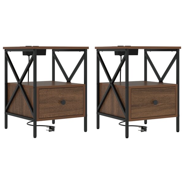 vidaXL Cabinet de chevet 2 Pièces Chêne marron 41.5 x 40.5 x 55 cm