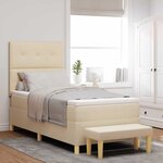 vidaXL Lit à ressorts avec matelas Crème 90 x 200 cm tissu