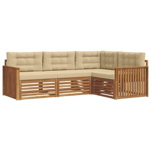 vidaXL Ensemble de canapés d'extérieur 4 Pièces Naturel et Beige