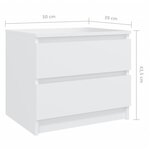 vidaXL Table de chevet Blanc 50x39x43 5 cm Aggloméré