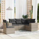 vidaXL Salon de jardin 5 Pièces avec coussins gris clair résine tressée