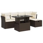 vidaXL Salon de jardin avec coussins 6 Pièces marron résine tressée