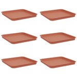 vidaXL Plateau carré à fleurs 6 pc Rouge brique 32 x 32 x 2 5 cm