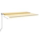 vidaXL Auvent automatique capteur de vent LED 500x350cm Jaune et blanc