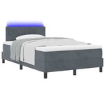 vidaXL Lit à ressort LED avec matelas Gris foncé 120 x 190 cm Velours