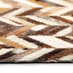 vidaXL Tapis Cuir véritable Patchwork 160x230 cm Chevron Marron/Blanc