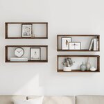 vidaXL Étagères murales cube 4 Pièces Chêne fumé 60x15x23 cm Bois