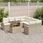 vidaXL Ensemble de canapé de jardin 9 Pièces Beige Poly Rattan