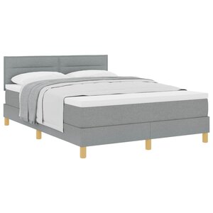 vidaXL Lit à ressorts avec matelas Gris clair 160 x 200 cm tissu