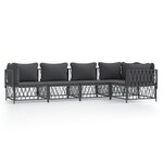 vidaXL Salon de jardin avec coussins 5 Pièces anthracite acier