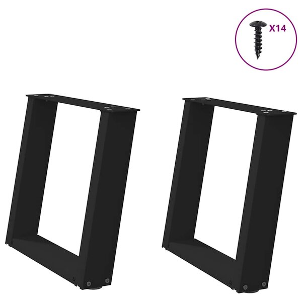 vidaXL Pieds de table basse en U  2 pièces  noir  50 x (42-43) cm  acier