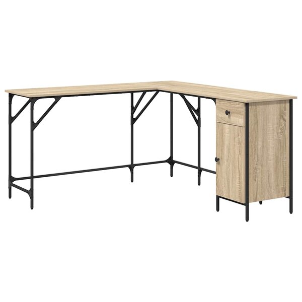 vidaXL Bureau chêne sonoma 141x141x75 cm bois d'ingénierie