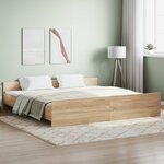 vidaXL Cadre de lit tête de lit et pied de lit chêne sonoma 200x200 cm