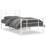 vidaXL Cadre de lit métal avec tête de lit/pied de lit blanc 100x190cm