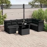 vidaXL Salon de jardin 9 Pièces avec coussins noir résine tressée