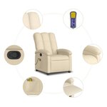 vidaXL Fauteuil de massage inclinable Crème Tissu